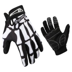 Windproof and thermal gloves, L size, skeleton - bone design, black - white color